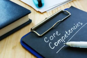 core competencies written on clipboard